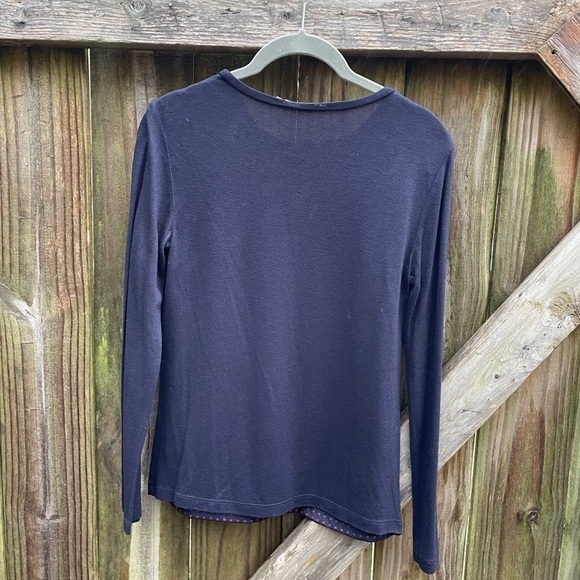 Tory Burch Wool and Silk Blend Long Sleeve Panel Front Printed Blouse - Picture 7 of 7